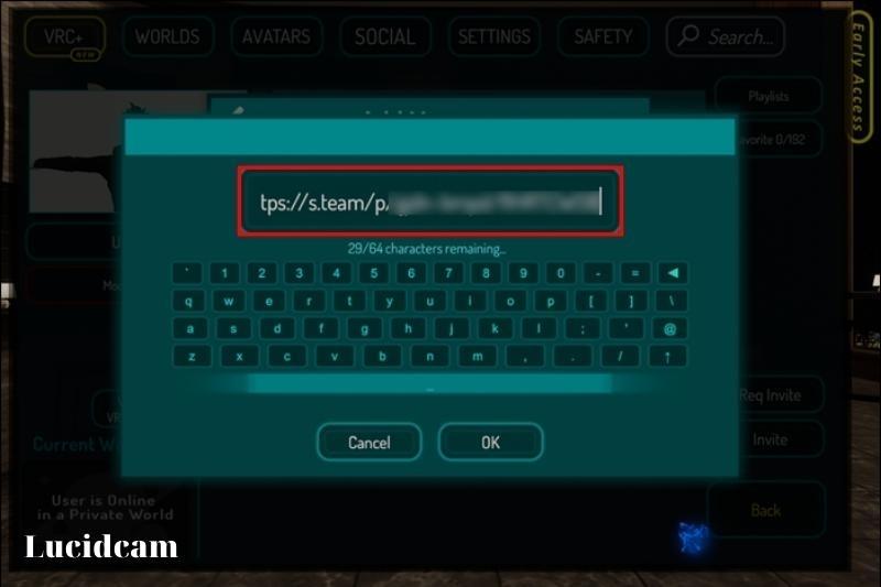 Copy it and paste it to the messages of your friend in VRChat